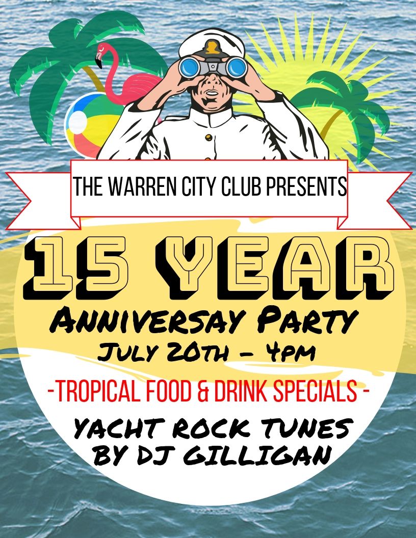 The Warren City Club celebrates 15 years of dining, drinking & dancing  … With a Yacht Rock Party